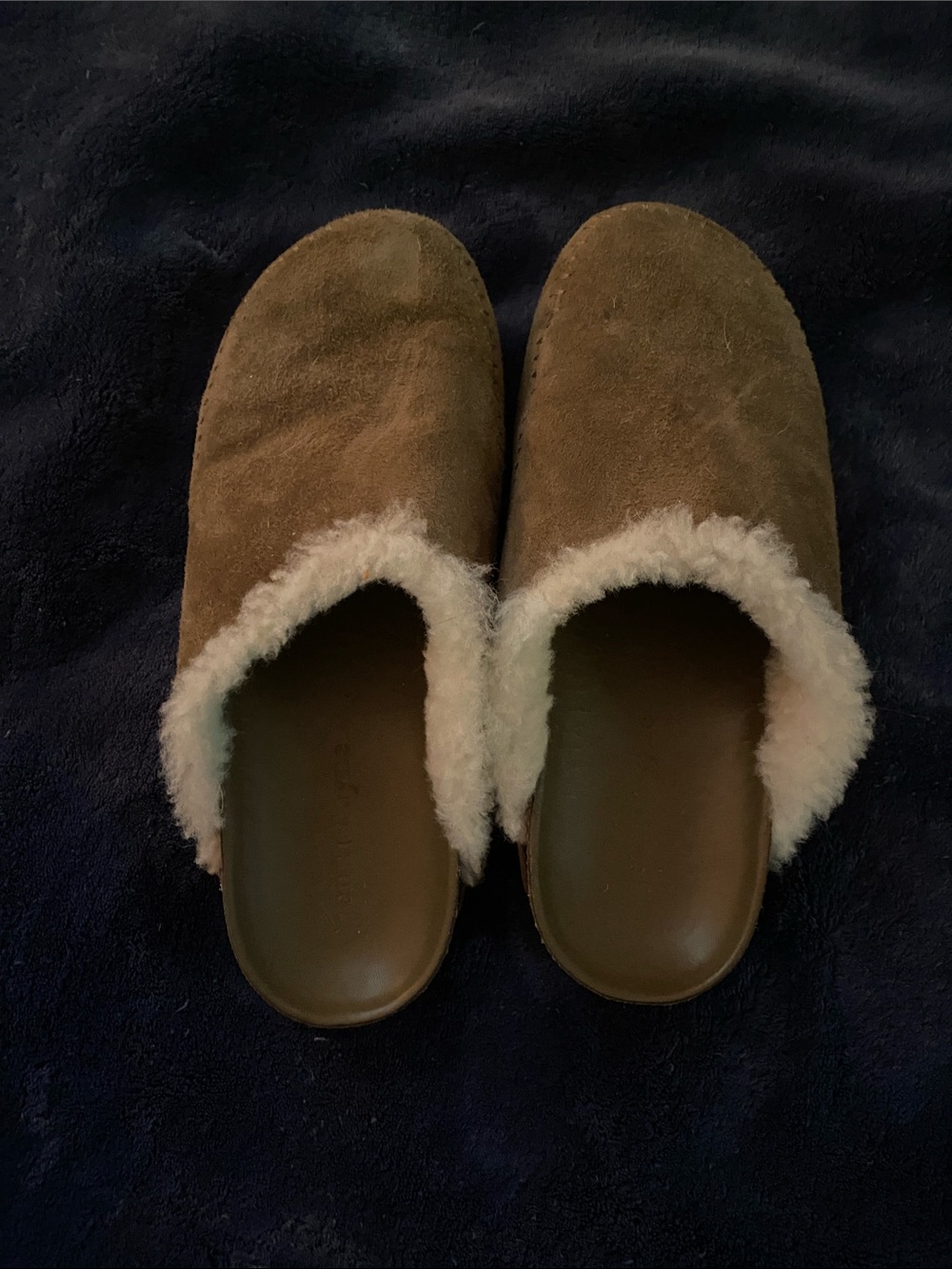 Jenni Kayne Brown Suede Shearling-Lined mules